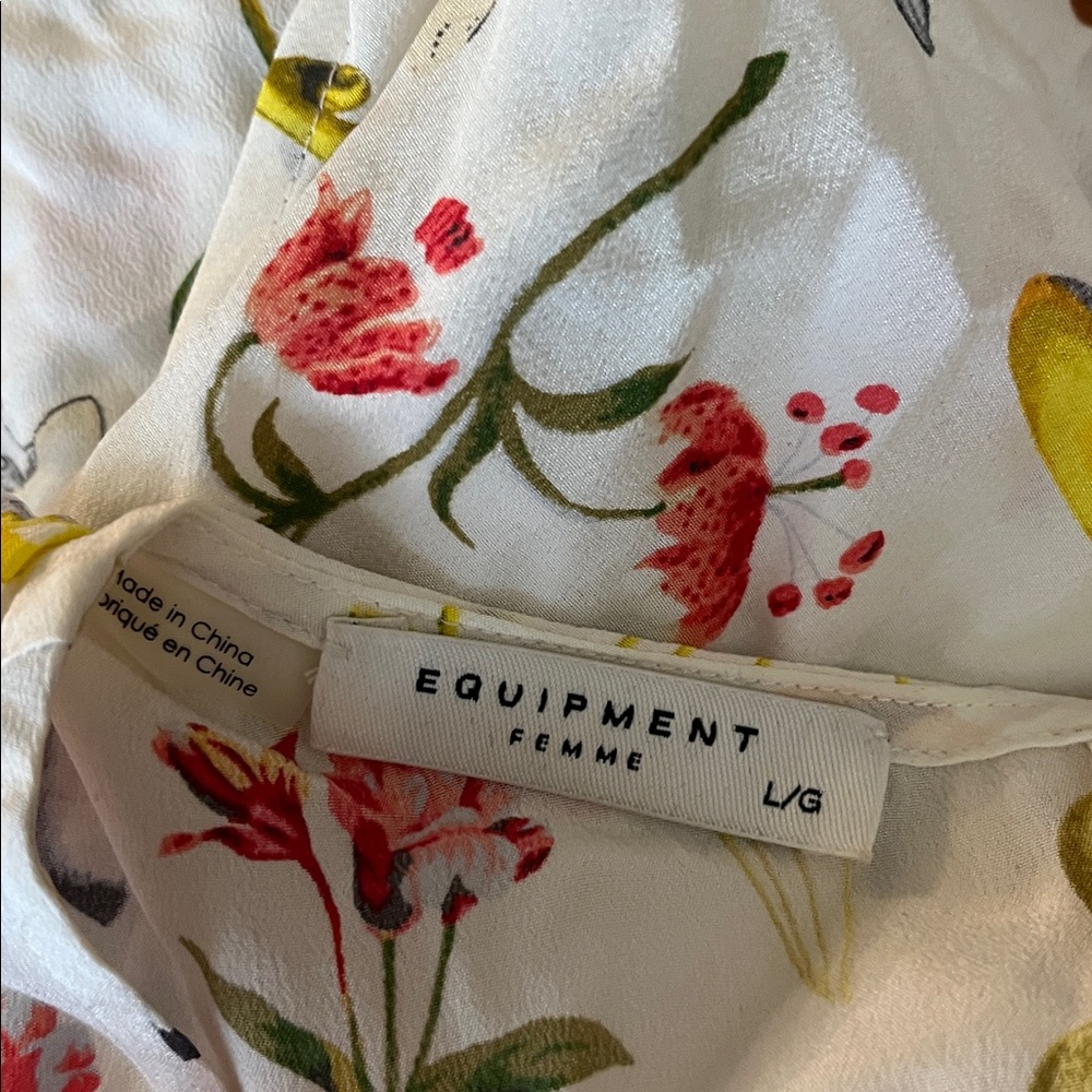 Equipment Silk Lyle Mushroom Season Floral Blouse Large - Picture 4 of 5